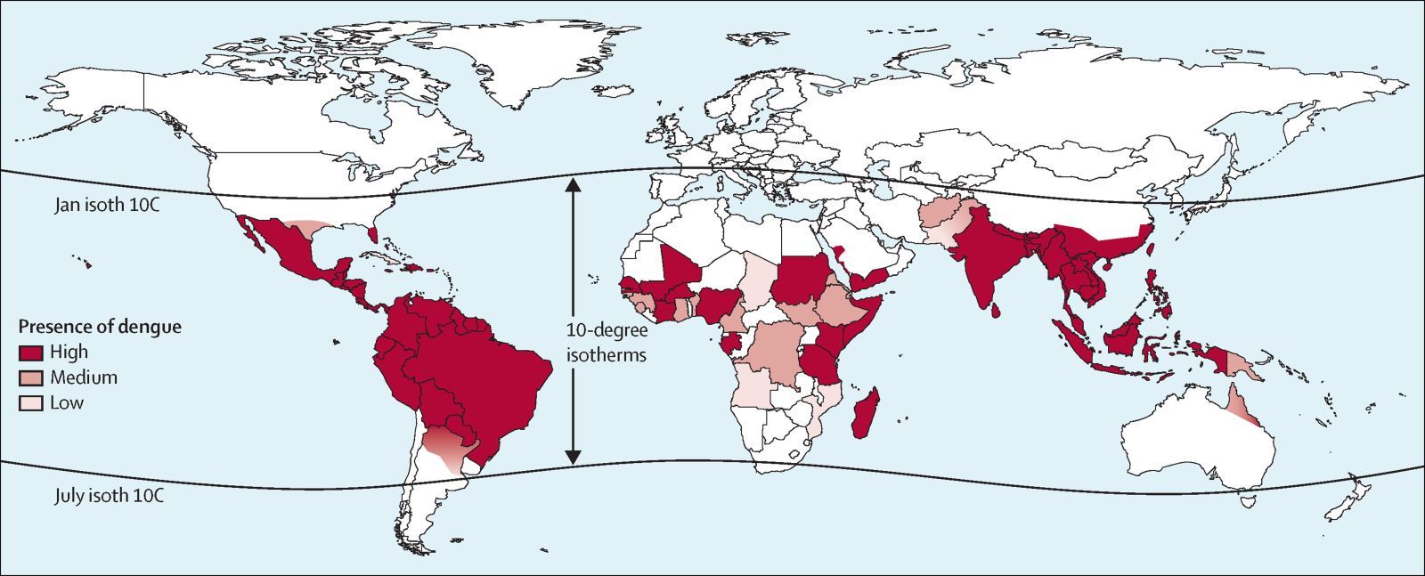 Celosvětový výskyt Dengue